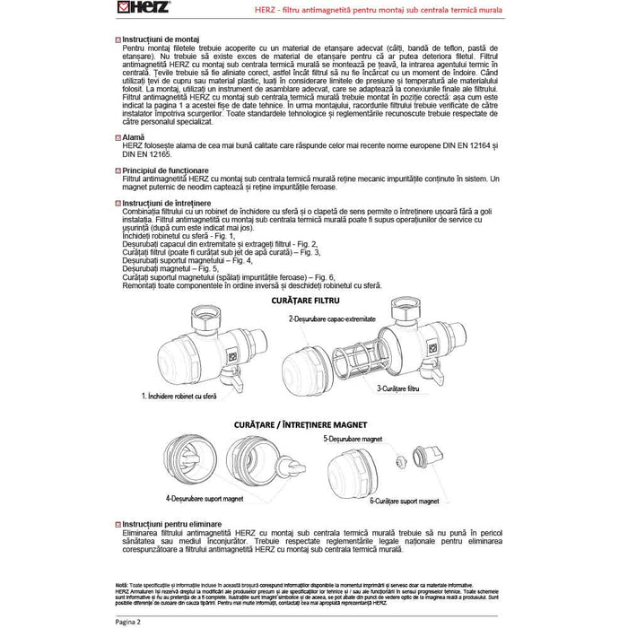 Filtru Anti-magnetita FE-FI 3/4 DN20 Montaj sub Centrala Termica Murala