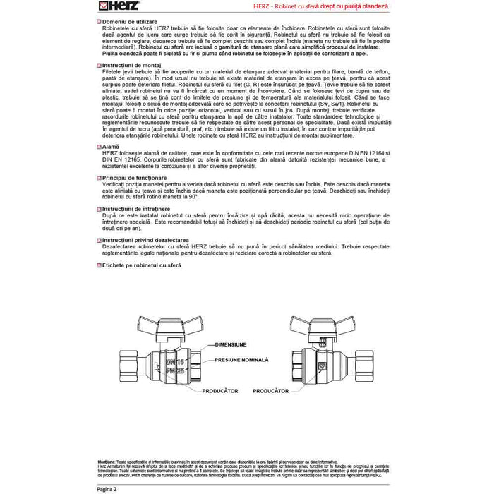 Robinet de Inchidere cu Olandez FI-FE 3/4 DN20 HERZ