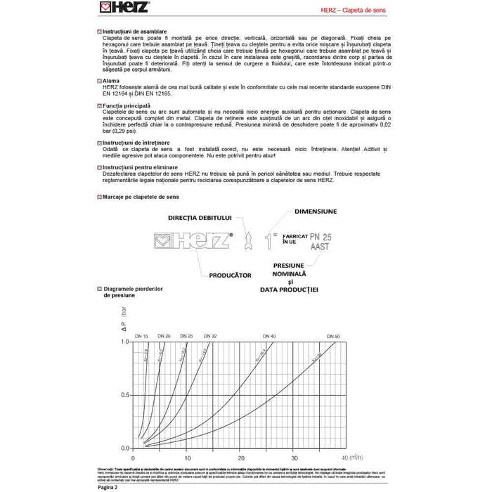 Clapeta de Sens FI-FI 3/4 DN20 HERZ