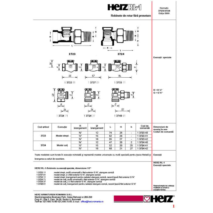 Robinet Retur Calorifer RL1-1/2 Coltar HERZ