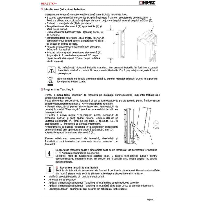 Senzor Wireless pentru Cap Termostatic HERZ