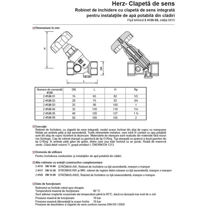 Robinet de inchidere cu Clapeta de Sens FI-FI 2 DN50