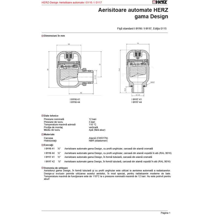 Aerisitor Automat Design Coltar pentru Calorifere FE 1/2 Cromat