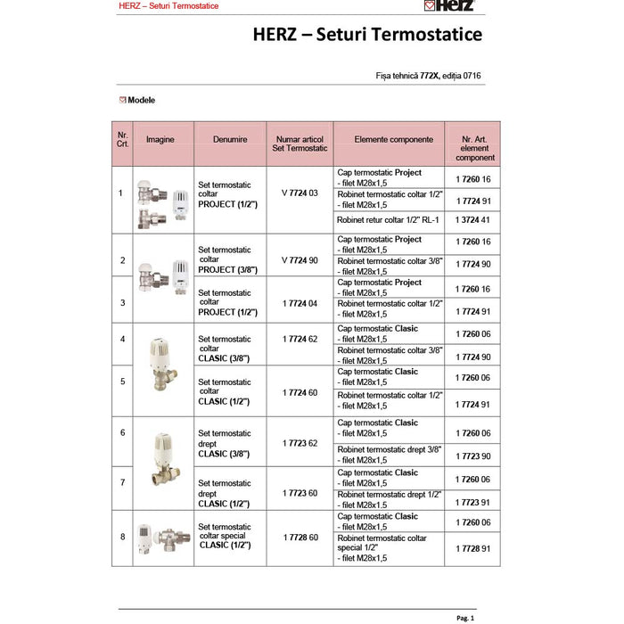 Set Robineti Termostatici tur-retur coltar 1/2